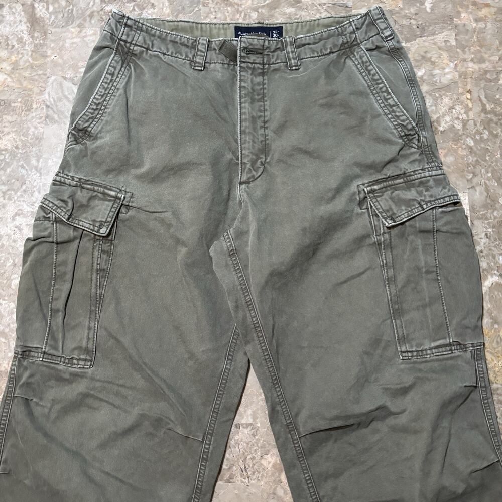 Abercrombie & Fitch Cargo Pants Mens 32x30 (fits 32x27) Green Baggy Fit Military